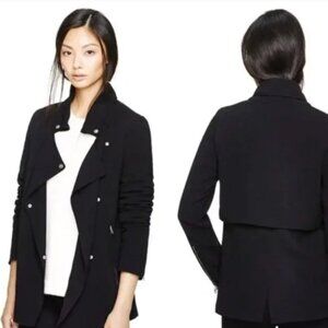 Aritzia Wilfred Black Mayet Moto Drape Double Breast Crepe Jacket Blazer